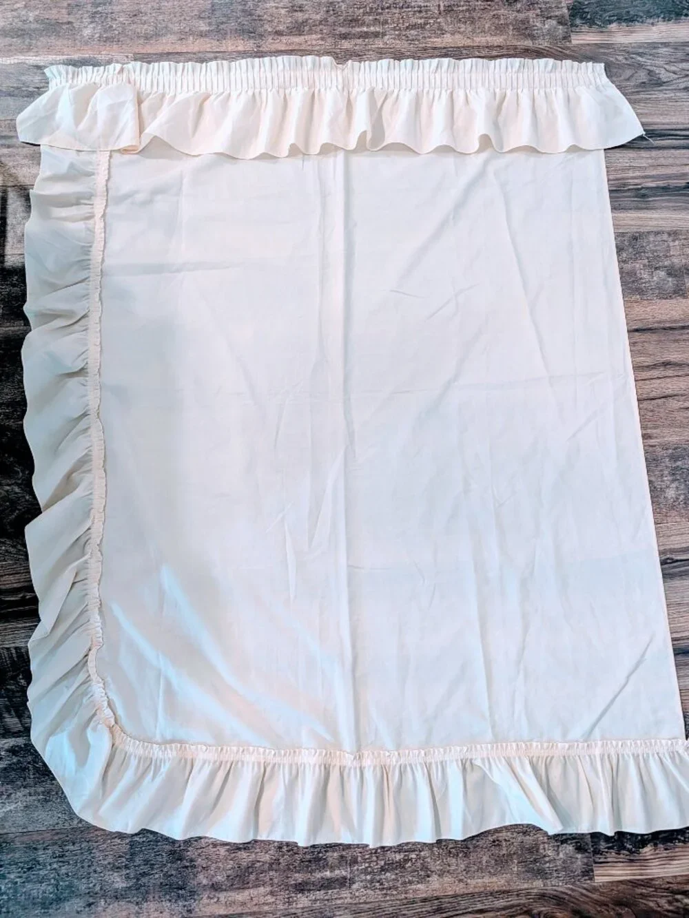 VTG Set of 6 Sears Ruffled Cream Curtains Panels w/ Tie Backs 64X48 3 Windows
